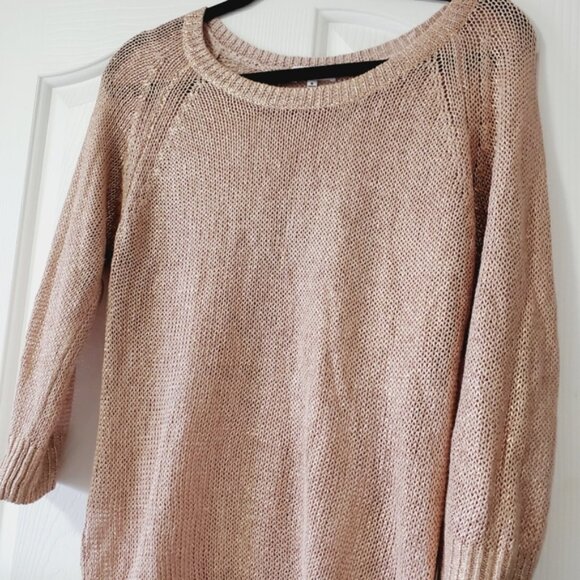 Aritzia Babaton Silk Linen Rose Gold Brushed Metallic Sweater M - Picture 2 of 7